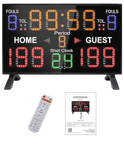LUCKY TIME Electronic Basketball Scoreboard with 14/24 Seconds Shot Clock - style: Single Side | Remote Control