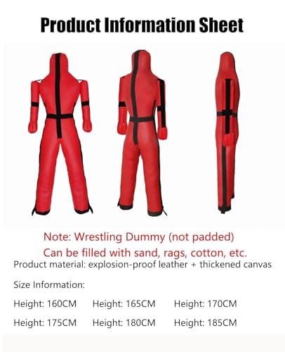 Hanging Grappling Dummy, MMA Wrestling Martial Arts Doll, Brazilian JIU Jitsu Submission Mixed, Movable arms, Durable Canvas Fabrics, UNFILLED