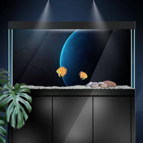 Aquarium Background Stickers - Planet, Blue, Space, Self-Adhesive Fish Tank Reptile Terrarium Decor Poster (120 x 60 cm / (47.2 x 23.6 inches)) - size: 120 x 60 cm / (47.2 x 23.6 inches)