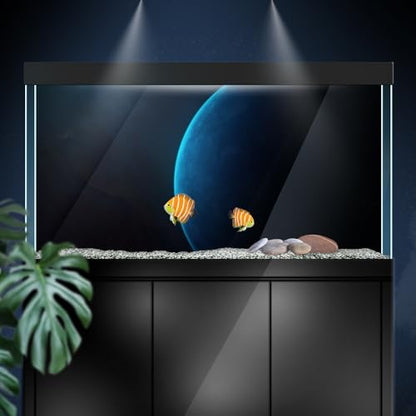 Aquarium Background Stickers - Planet, Blue, Space, Self-Adhesive Fish Tank Reptile Terrarium Decor Poster (100 x 50 cm / (39.3 x 19.6 inches)) - size: 100 x 50 cm / (39.3 x 19.6 inches)