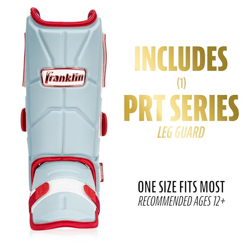 Franklin Sports Baseball + Softball Leg Guard - PRT Series Adult - Protective Leg + Ankle Guard + Toe Plate - One Size - color: Carolina Blue/Red, size: Adult