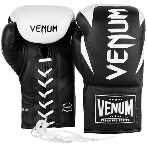 Venum Hammer Pro Boxing Gloves - color: Black/White, size: 12oz, style: Laces