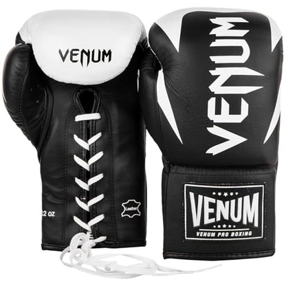 Venum Hammer Pro Boxing Gloves - color: Black/White, size: 12oz, style: Laces