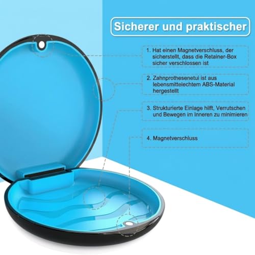 BVN Slim Retainer Case – Portable Dental Storage for Braces, Aligners & Mouth Guards | Sleek Black Protective Container for Dentures & Night Guards - size: Circular case without mirror