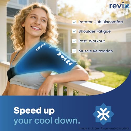 REVIX Shoulder Ice Pack Wrap for Rotator Cuff, Solid Gel Cold Sleeve - size: Standard, style: Basic