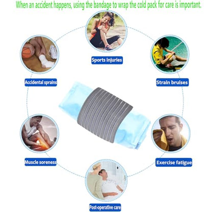 Cold Pack Strap, Elastic Belt to Wrap Cold Pack, Ice Pack Extender Strap, Add Length to Most Ice Pack, Multifunctional (Gray) - color: Gray