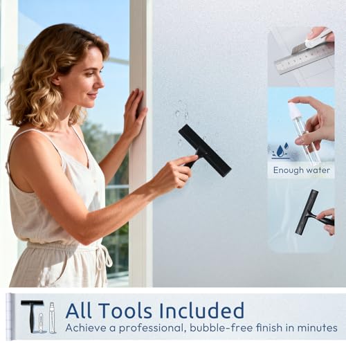 rabbitgoo Frosted Glass Window Privacy Film, No Glue, Anti-Glare Heat Blocking, Easy to Install, Renter Friendly Removable Opaque Bathroom Window Clings for Glass, 17.5" x 78.7" - color: Frosted White, size: 17.5" X 78.7"