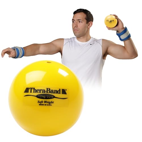 THERABAND Soft Weight 2.2 Lb, Medicine Ball, Weighted Exercise, Yellow | Ball-shaped isotonic soft weight for physical therapy, Pilates, shoulder strength and rehab exercise - color: Yellow
