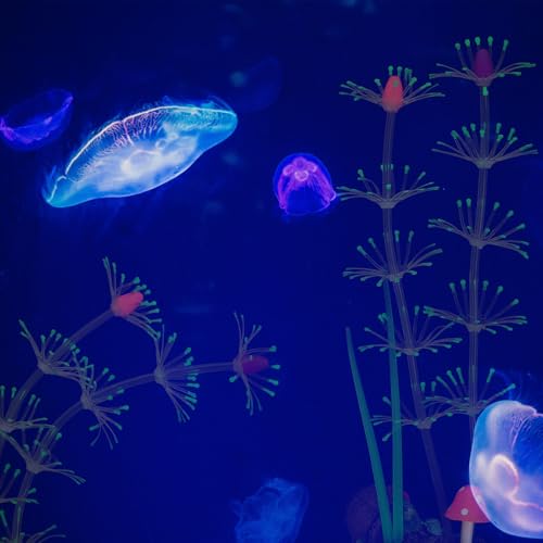 TEHAUX Aquarium Water Grass Artificial Plant Fluorescent Green Silicone Vivid Simulation Underwater Decor for Fish Tank Landscape Accessory