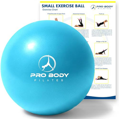 ProBody Pilates Ball Small — 9 Inch Small Exercise Ball | Anti-Burst PVC, Latex-Free, Clinic Grade, Between-Knees Stabilizer, Postpartum & Rehab, Straw Inflator, Yoga Ball Small - color: Teal