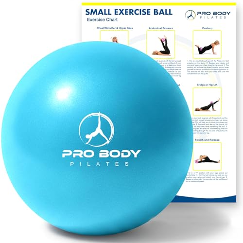 ProBody Pilates Ball Small — 9 Inch Small Exercise Ball | Anti-Burst PVC, Latex-Free, Clinic Grade, Between-Knees Stabilizer, Postpartum & Rehab, Straw Inflator, Yoga Ball Small - color: Teal