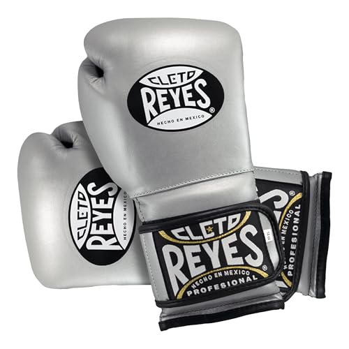 CLETO REYES Training Boxing Gloves with Hook and Loop Closure for Sparring and Heavy Punching Bags, Men and Women, MMA, Kickboxing, Muay Thai - color: Silver Bullet, size: 14oz.