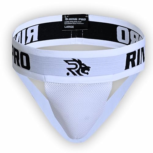 Groin Protector Cup for Men & Youth – Ventilated Athletic Groin Guard for Boxing, MMA, Muay Thai, Kickboxing, BJJ, Wrestling & Martial Arts - color: White, size: X-Small