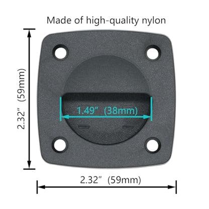 Marine Nylon Flush Pull Hatch Handle,Black Boat Recessed Square Lid Handle,Yacht Cabin Accessories(4 Pcs)