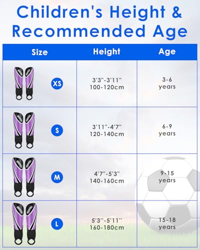 BROTOU Shin Guards Soccer Youth, Soccer Shin Guards for Kids 3-15 | Light Weight Adjustable Straps Shin Pads Protection Equipment with Ankle and Leg Calf Protection - color: Purple, size: Medium