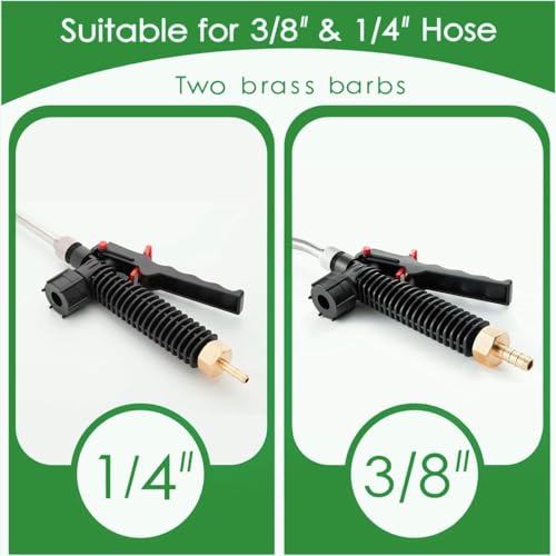 40'' Acid Resistant Sprayer Wand with 4 Types of Nozzles, Pump Replacement Sprayer Wand with 1/4" & 3/8" Brass Barbs and 2 Hose Clamps
