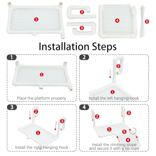 Fhiny Hanging Turtle Basking Platform, Plastic Turtle Dock Basking Area Reptile Floating Dock Climbing Ramp for Aquatic Turtles Tortoise Tank Accessories Decor for Lizard Gecko Hermit Crab