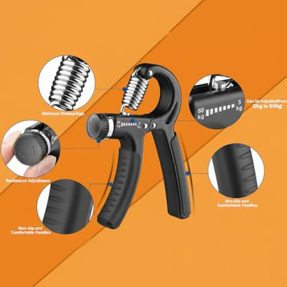 Adjustable Hand Grip Strengthener, 11-132 lb Forearm Trainer