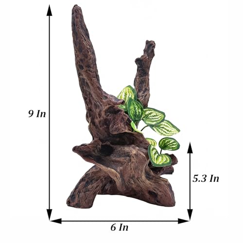 Resin Simulation Driftwood Aquarium Decor, Fish Tank Landscape Ornament Hideout for Betta Goldfish Amphibians Reptiles Rest Play Accessories