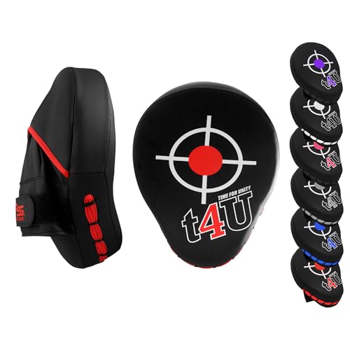 PSS Boxing Focus Pads - Hook & Jab Punch Mitts for MMA, Kickboxing, Karate, Muay Thai, and Taekwondo Training - Hand Target Strike Shield Punching Gloves Pad - color: Red