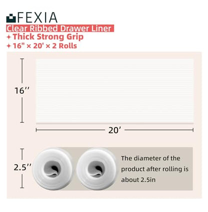 Shelf Liners for Kitchen Cabinets Non-Slip Drawer Liner 16 Inches x 20 FT Waterproof & Oil-Proof Non Adhesive Durable Material Fridge Liner for Shelves (2 Rolls) - size: 16"W x 480"L