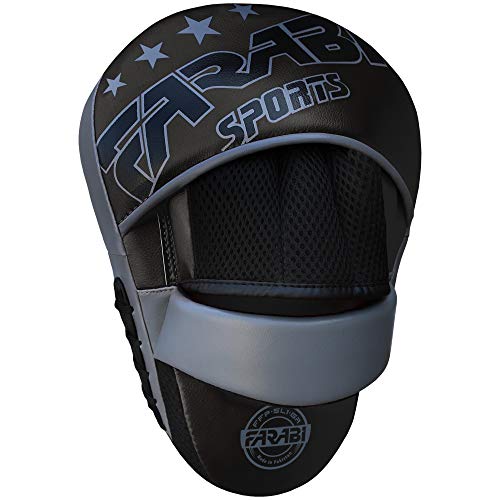 Farabi Curved Focus Mitts - Boxing Mitts for MMA, Sparring Training, Target Punching Mitts and Pads - color: Black-Gray