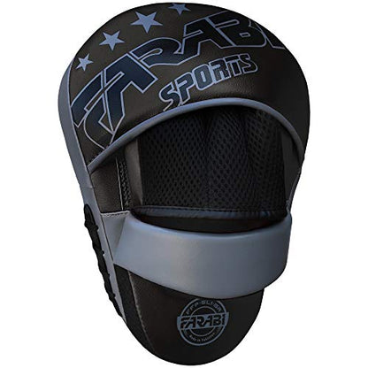 Farabi Curved Focus Mitts - Boxing Mitts for MMA, Sparring Training, Target Punching Mitts and Pads - color: Black-Gray