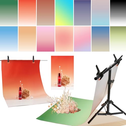 7PCS 14Patterns Product Photography Backdrops with Stand: Flat Lay Seamless 34x23in Gradient Paper Props - Tabletop Photo Backdrop Shoot for Jewelry Cosmetics Food - color: Mondrian gradation color