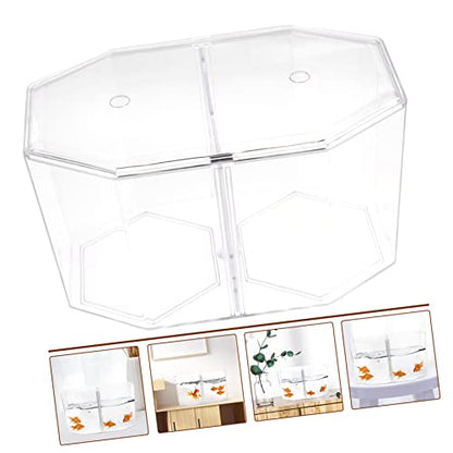 ARTIBETTER Transparent Fish Isolation Tank Two Compartments High- Breeding Box for Betta and Small Fish Aquarium Incubator for Spawning and