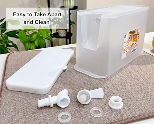 NDBOX Slim Fridge Jug 0.92Gal or 3.5L with Faucet for Water, Iced Tea, Fruit Juice, Softdrinks, Milk, Beverages Dispenser - Hot or Cold Drinks for Parties - Spacesaver Container (White Jug 1pc)