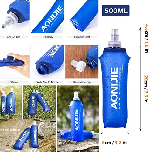 AONIJIE 250ML/350ML/500ML/600ML Portable TPU Soft Water Bottle Folding Soft Flasks For Outdoor Marathon Running Hydration Camping Hiking - color: 250ML-2pcs