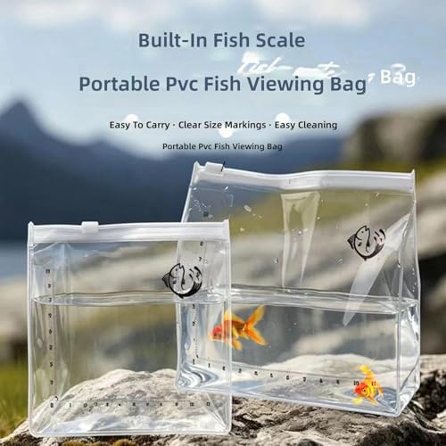 Clear Fishing Bag with Measurement Scale Light Weight PVC Materials for Safe Fish Transport and Observation Foldable Fishing Tool Bag - color: 2 Pack