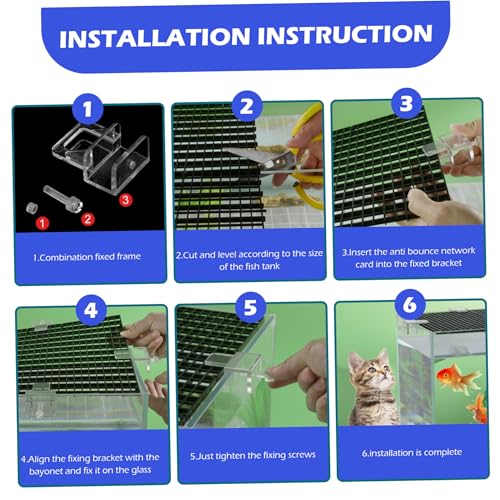 12x12 Fish Tank Lid,4pcs Aquarium Lid Replacement,Aquarium Lid Hood Fish Tank Top Cover Terrarium Lid Plastic Grid Panel Egg Crate Grate Aquarium Glass Cover Board Clip
