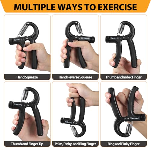 NIYIKOW 2 Pack Grip Strength Trainer, Hand Grip Strengthener, Adjustable Resistance 22-132Lbs (10-60kg), Forearm Strengthener, Perfect for Musicians Athletes - color: Carbon Black