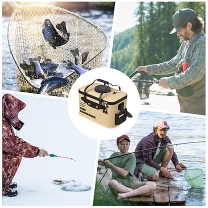 Live Fish Bucket - Fishing Bait Storage Container for Catch Holding Transport | Insulated Tank with Aerator Slot System, Portable Carry Handle for Outdoor Fishing Use 11.81x7.87x7.48 in