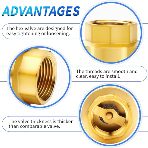 ChillWaves Brass In-Line Spring Check Valve 3/4" NPT Female Thread, One-Way Non-return Vertical Check Valve for Backflow Prevention(2-PACK) - size: 3/4" FNPT, style: PACK OF 2