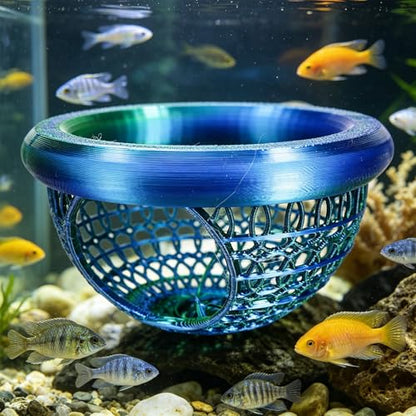 3D Printed Betta Fish Hammock, Floating Betta Hide & Shrimp Cave, Feeding Ring & Resting Spot for Betta Fishes, Fish Hideout for Aquarium - color: Gold Silver