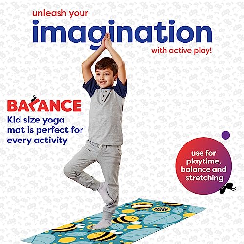 Antsy Pants Kids Yoga Mat - Non-Slip Exercise Mat, 60" x 24", 3mm - color: Yellow Bumble Bees