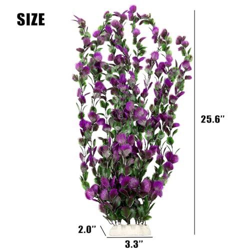 Large 25.6 inch Aquarium Plants 2 Pcs Tall Artificial Water Seaweed for Fish Tank Decor Plastic Plant for Fish Shrimp About
