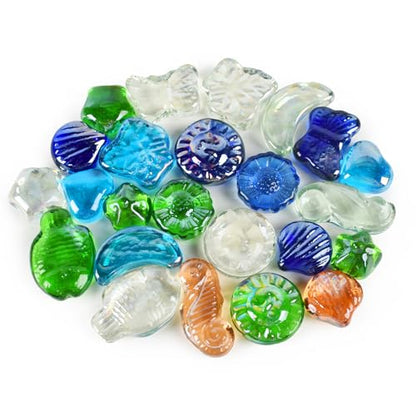 Glass Pebbles for Decorative 1LB, Flat Marbles Glass Beads Stone for Floral Arrangements Vases Gem Aquarium Pebbles Vase Filler Decor