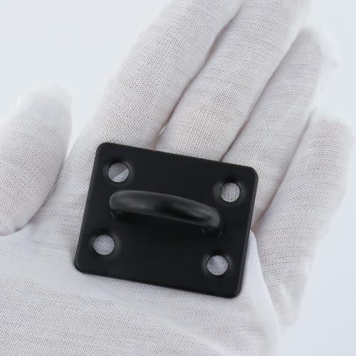 Dnyta 8Pcs Stainless Steel Ceiling Hook Pad Eye Plate Wall Mount Ring Hooks - color: Black, Square-shaped, size: Medium (8pcs)