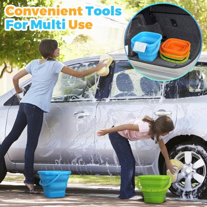 Foldable Beach Bucket, Large Silicone Pail Bucket Sand Buckets Collapsible Bucket, Sand Beach Toys for Kids Adults Beach Play Camping Gear Water Food Jug, Dog Bowls, Camping
