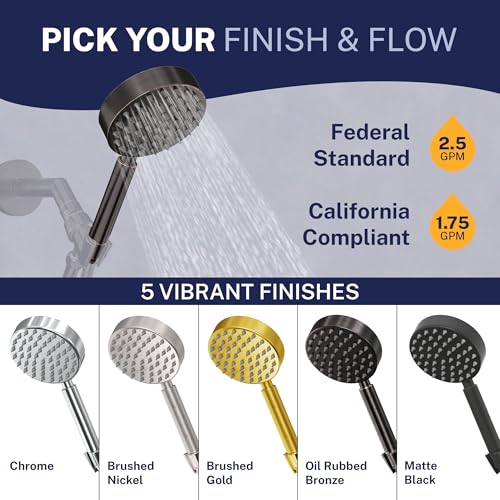 Solid Metal Hand Held Shower Head, Oil Rubbed Bronze | 4 Inch Spray Wand | Made from 304 Stainless Steel with Silicone Nozzles | Works With All Hoses, Slide Bars & Wall Mount Holders - color: Oil Rubbed Bronze, size: 2.5 GPM