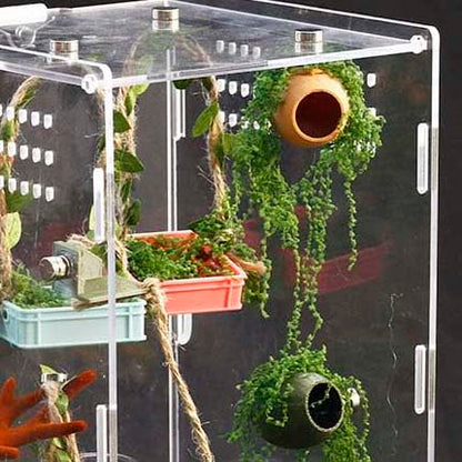 Jumping Spider Enclosure Accessories Jumping Spider Hammock 3 Pcs Set with Artificial Moss and Hemp Rope Accents Habitat Decoration Habitat Decoration Set Climbing Toy for Small Pet