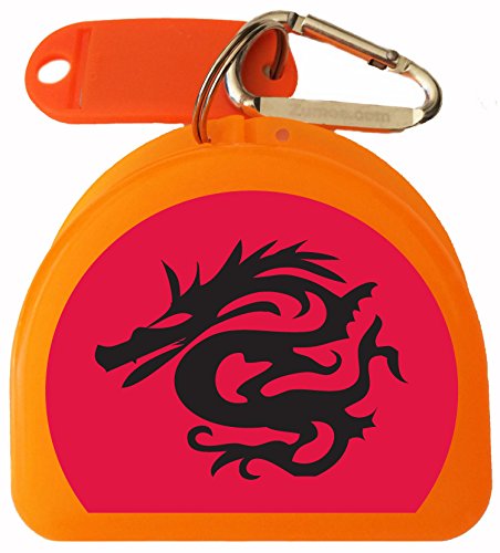 Mo Cased, Retainer Case, Mouthguard Case - Black Dragon - color: Orange
