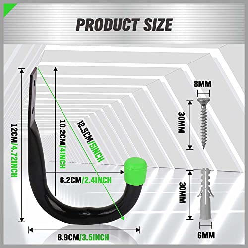 SWANLAKE Heavy Duty Garage Storage Utility Hooks, Utility Hooks for Garage Wall,Color Black (12PCS) - color: 12-Piece Green