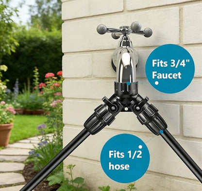 1/2 Inch Drip Irrigation Hose to Faucet Adapter for Drip Irrigation Tubing (.520" ID,.600" – .650" OD), 2 Way Y Water Splitter Connector for 3/4" Inch Garden Hose Spigot Faucet Bib - size: 1/2" Y Hose Splitter