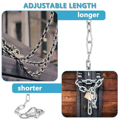 Heavy Duty Stainless Steel Chain, Hanging Safety Link Chain Fitness Chain Weight Lifting Chains with Carabiners for Home Gym Hammock Swing Hanging Chair Punching Bags - color: 1 Stainless Steel Chain + 2 Carabiners