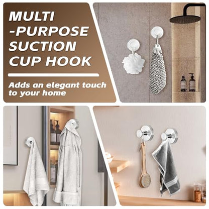 Suction Cup Hooks for Shower,Stainless Steel Towel Hooks No Drill - color: Polished Chrome