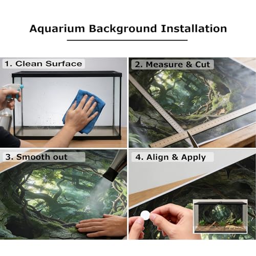 Terrarium Background Cloth, 24x12 Inch Reptile Tank Background for Bearded Dragon & Leopard Gecko Tank Accessories, Polyester Aquarium Background with Green Rainforest Design